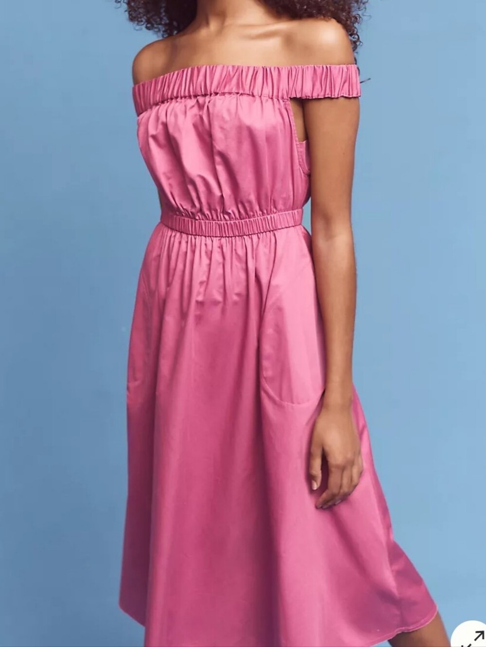 Maeve Mona Off Shoulder Magenta Midi Dress Medium